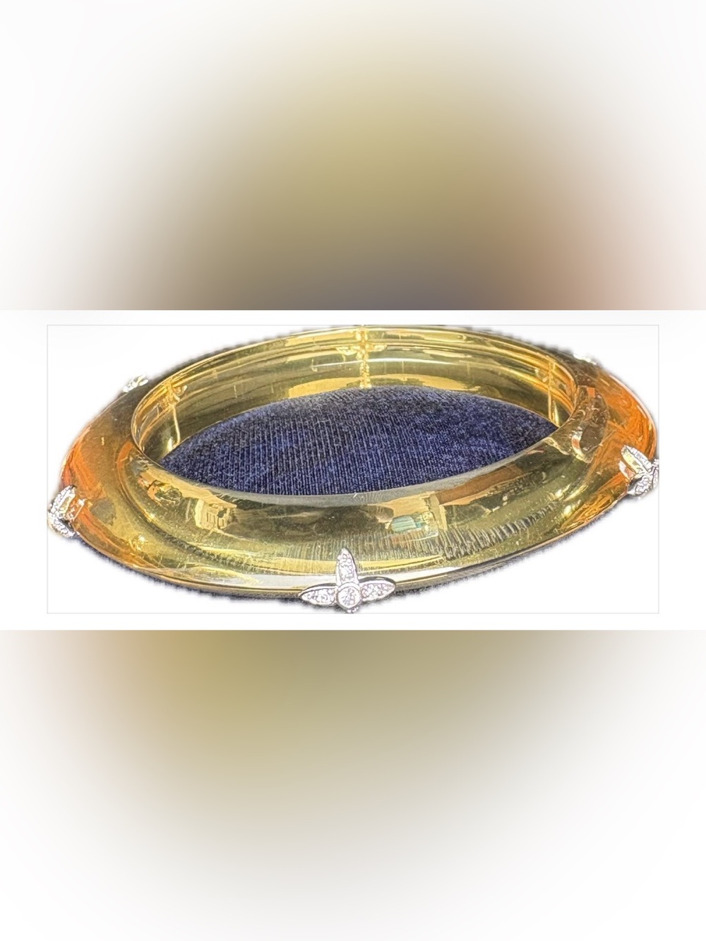 Miriam Salat translucent amber resin and silver-studded hinge bangle bracelet